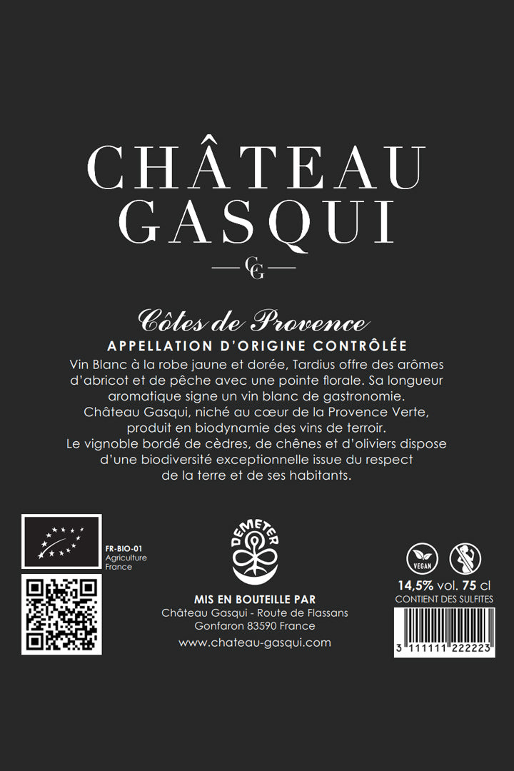 Tardius - Biodynamic White Wine - 2019 - Côtes de Provence